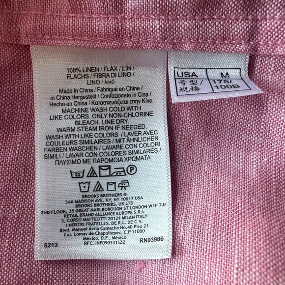 Brooks Brothers Mens Medium Shirt The Original Polo Shirt Irish Linen Pink - Picture 6 of 6